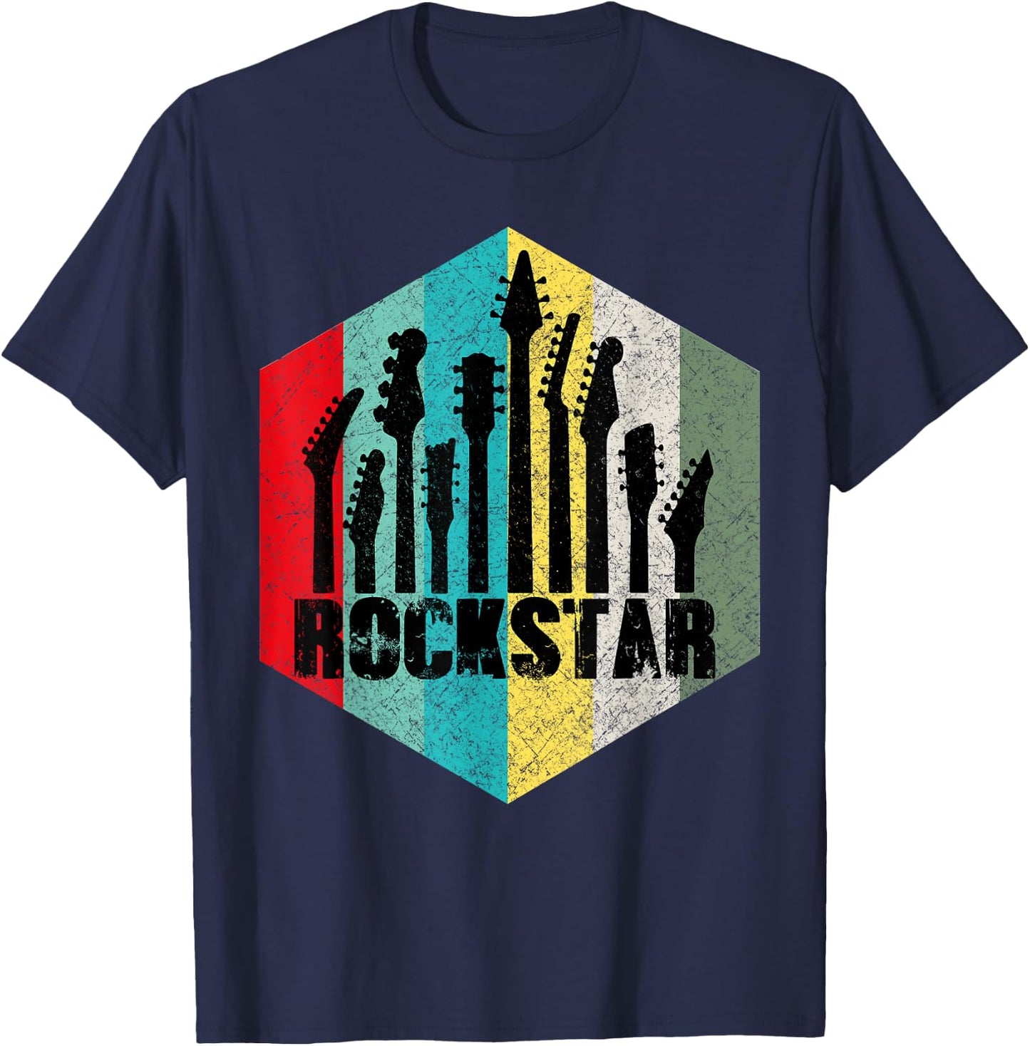 Kids Rockstar Vintage Guitar T-Shirt - T-Shirt | Navy