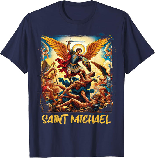 Saint Michael Costume Archangel Michael Christian Angels T-Shirt - T-Shirt | Navy