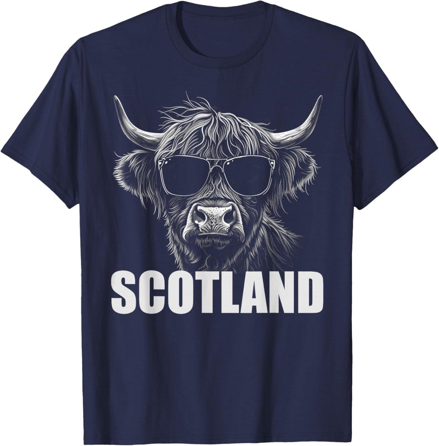 Cool Highland Cow Scotland Travel T-Shirt - T-Shirt | Navy