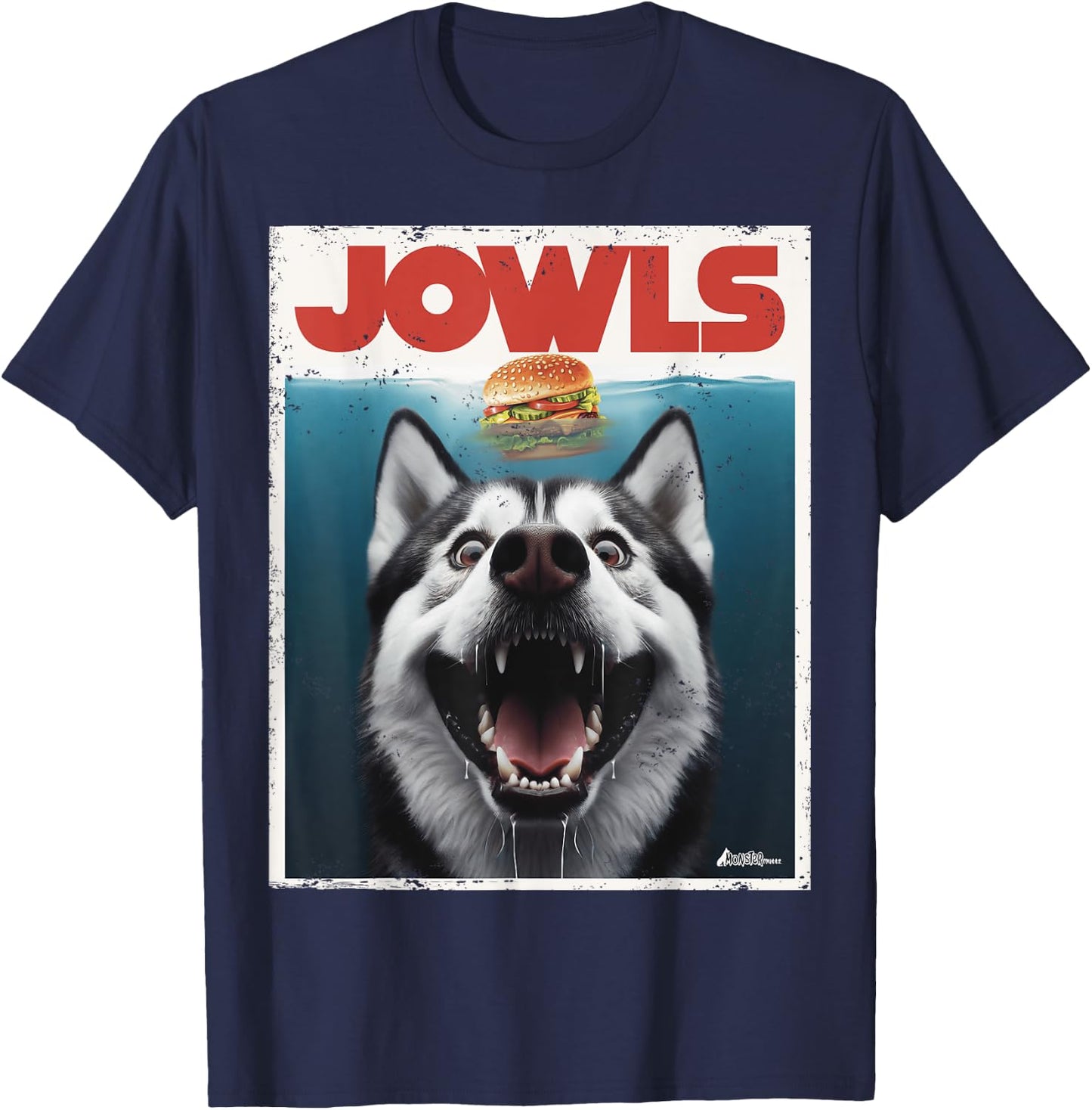 Funny Siberian Husky Jowls, Sled Dog Mom Top Alaskan Dog Dad T-Shirt - T-Shirt | Navy