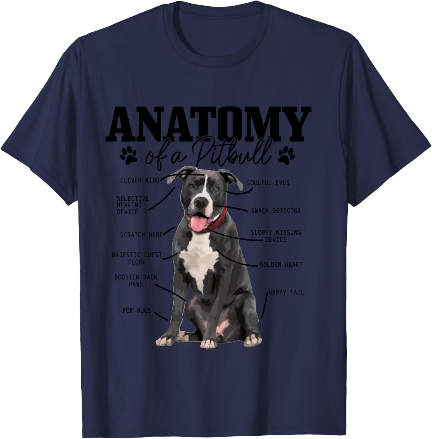 Anatomy Of A Pitbull Dog Funny Cute Pitbull Mom Pitbull Dad T-Shirt - T-Shirt | Navy