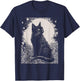 Gothic Black Cat in Garden Plant Flower Witch Halloween Men Women T-Shirt - T-Shirt | Navy