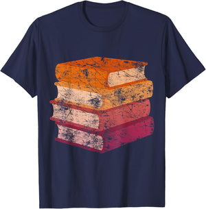 Subtle Lesbian Pride Flag Books Vintage T-Shirt - T-Shirt | Navy