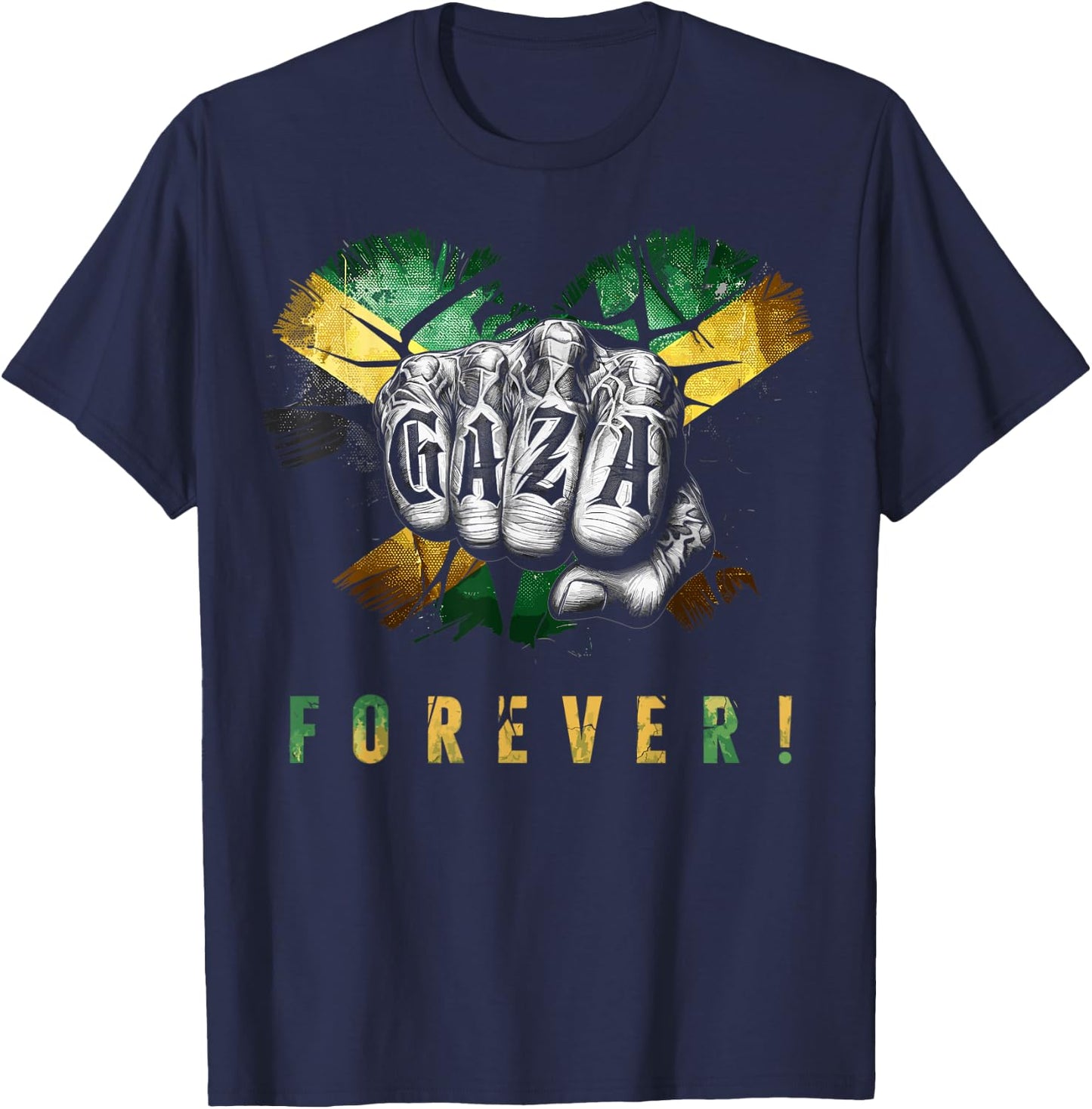 Gaza Forever Jamaican Flag Dancehall Vybz Fans Men, Women's T-Shirt - T-Shirt | Navy