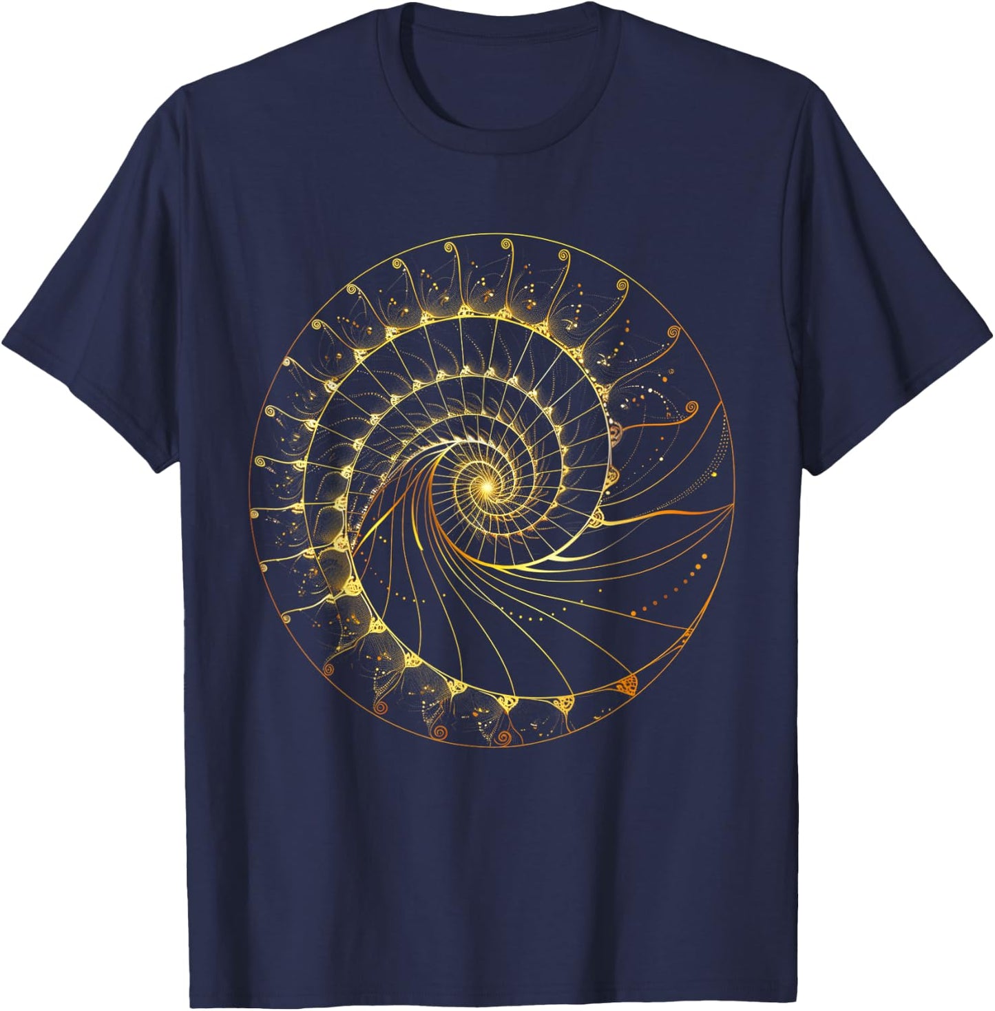 Fibonacci Spiral Ratio Mathematicians Sacred Geometry T-Shirt - T-Shirt | Navy