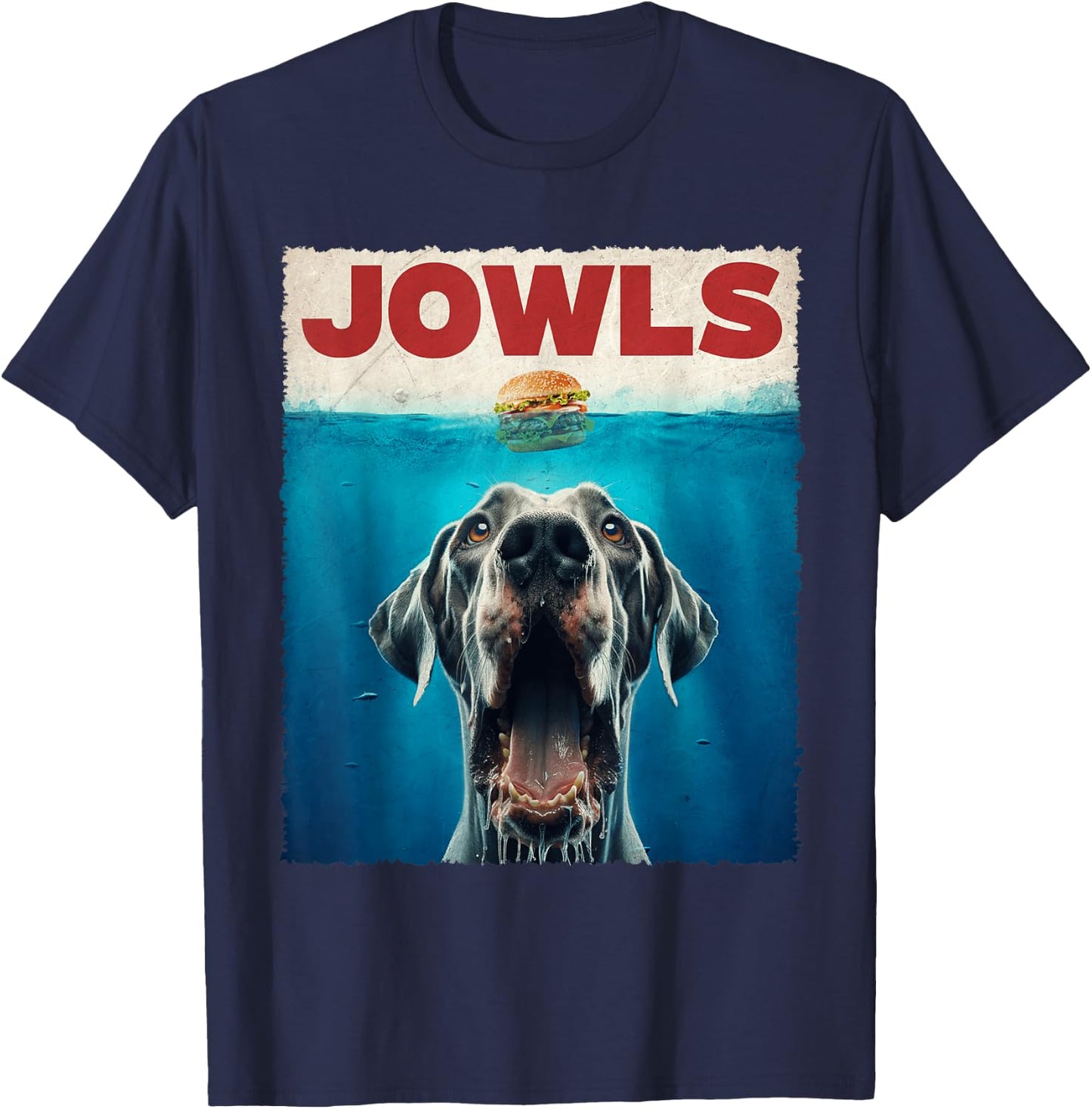Great Dane Jowls Dogs Vintage Art Funny Animal Love Fastfood T-Shirt - T-Shirt | Navy