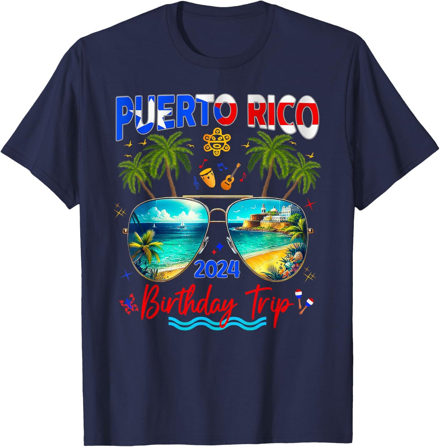 Puerto Rico Vacation Trip 2024 Birthday Family Friends Group T-Shirt - T-Shirt | Navy
