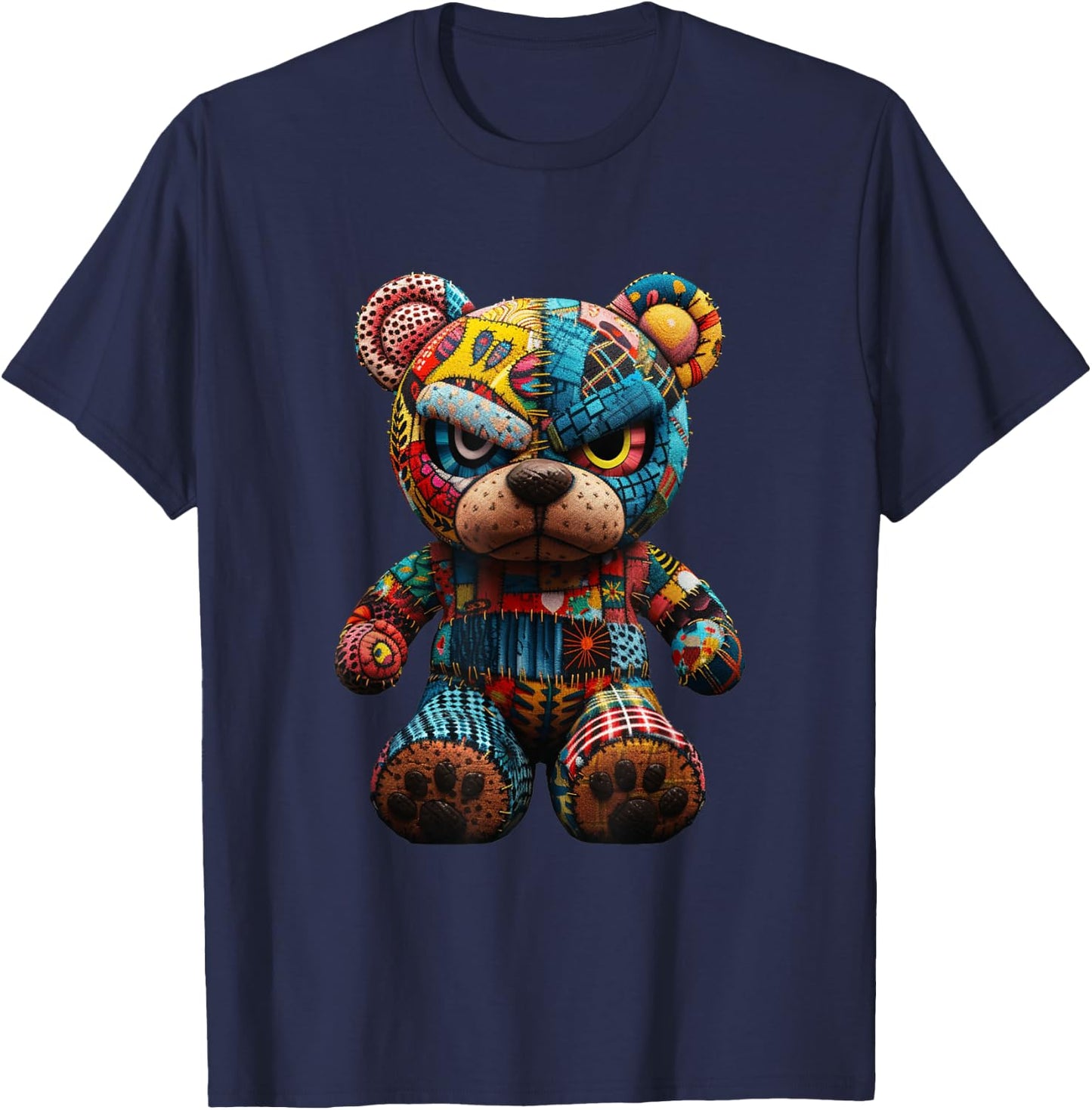 Funny Graphic Angry Teddy Bear Streetwear T-Shirt - T-Shirt | Navy