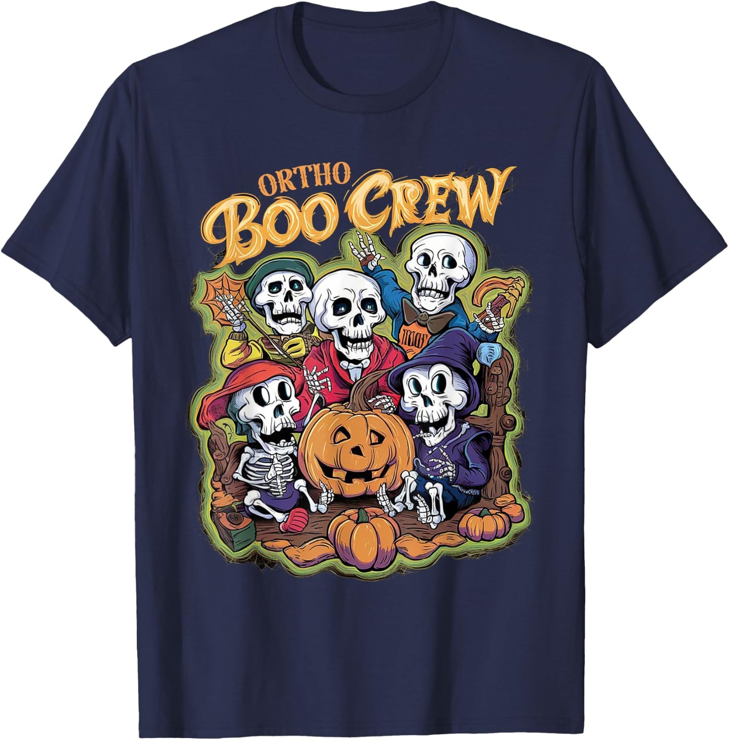 Ortho Squad Spooky Ortho Orthopedic Halloween Boo Crew T-Shirt - T-Shirt | Navy