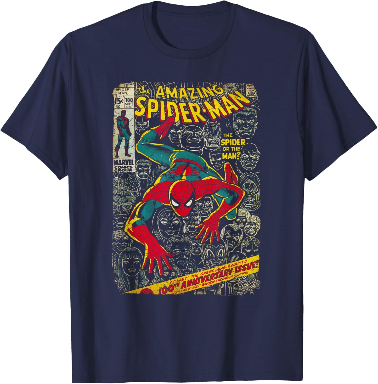 Marvel Spider-Man Comic Book Anniversary Short Sleeve T-Shirt - T-Shirt | Navy