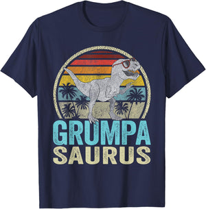 GrumpaSaurus T Rex Dinosaur Saurus Family Matching T-Shirt - T-Shirt | Navy