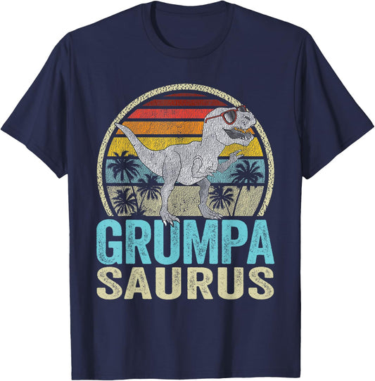 GrumpaSaurus T Rex Dinosaur Saurus Family Matching T-Shirt - T-Shirt | Navy