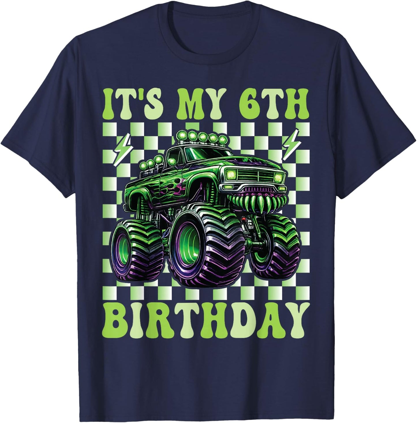 Its My 6th Birthday Monster Truck 6 Year Old Boys 6th Party T-Shirt - T-Shirt | Navy