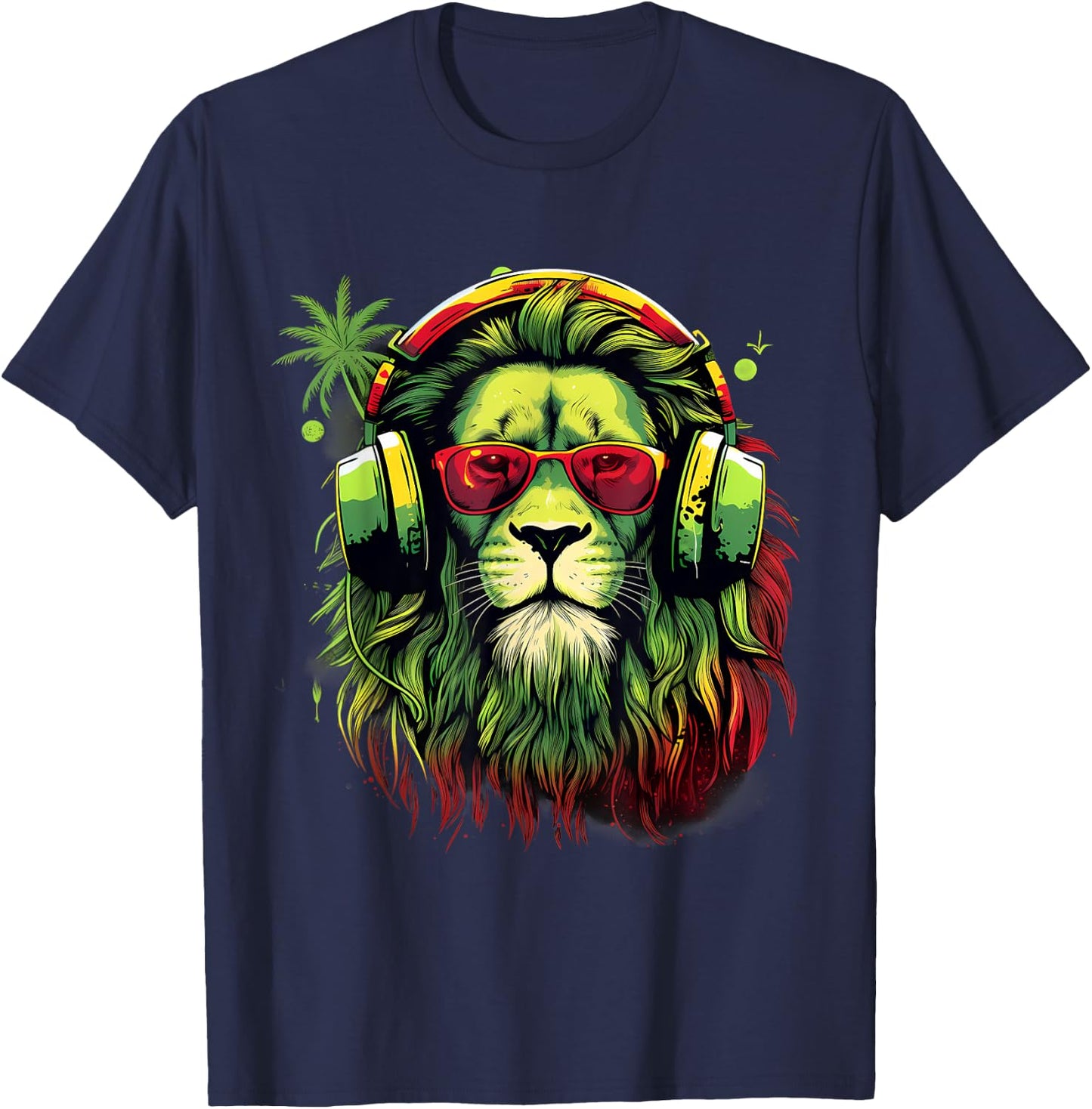 Rastafarian Pride Lion Of Judah Jamaica Rasta Reggae Lion T-Shirt - T-Shirt | Navy