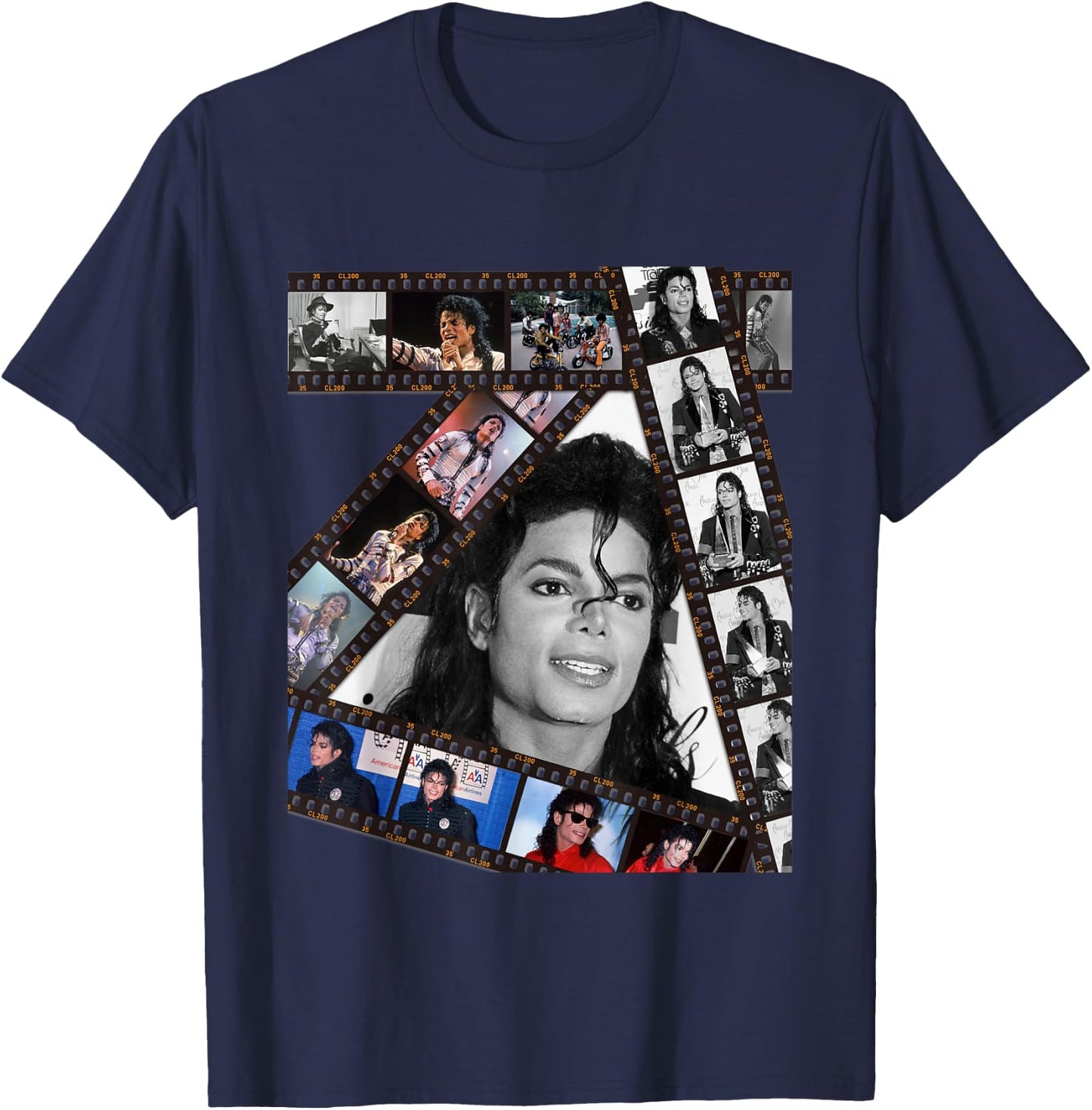 The King of Pop Michael Jackson MJ-002 Black Cotton 100% , -Adults, Small, Short Sleeve T-Shirt - T-Shirt | Navy