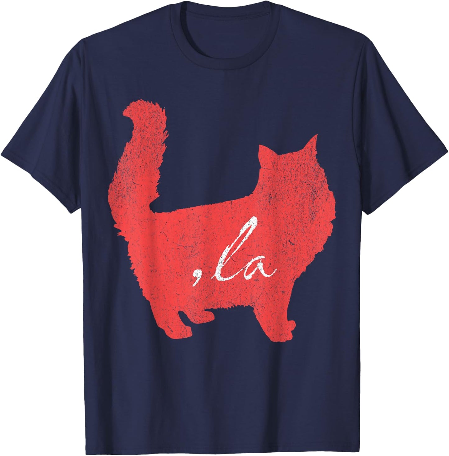 la/ Comma la/Comma la in A Red Cat Silhouette Women Girls Kids T-Shirt - T-Shirt | Navy