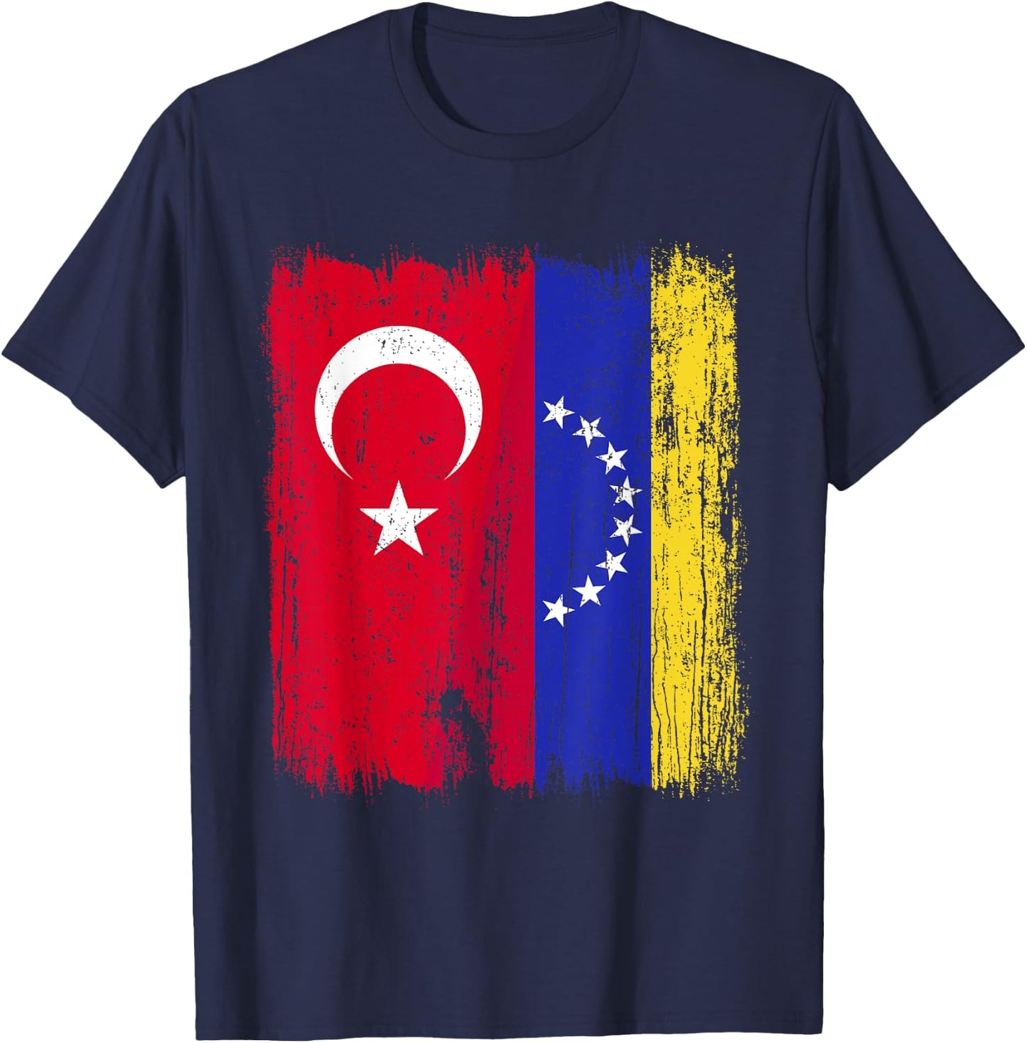 Turkey Venezuela Half Flag Turkish Venezuelan Jersey T-Shirt - T-Shirt | Navy