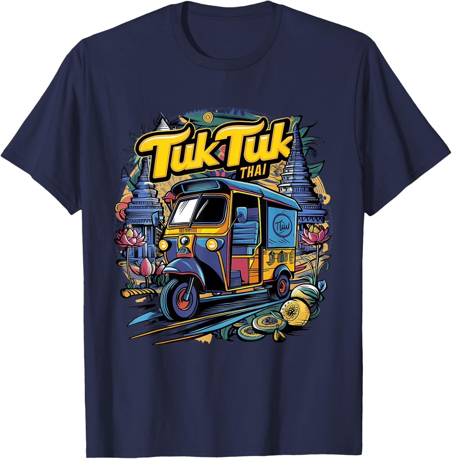 Vibrant Tuk Tuk Thai Adventure T-Shirt - T-Shirt | Navy