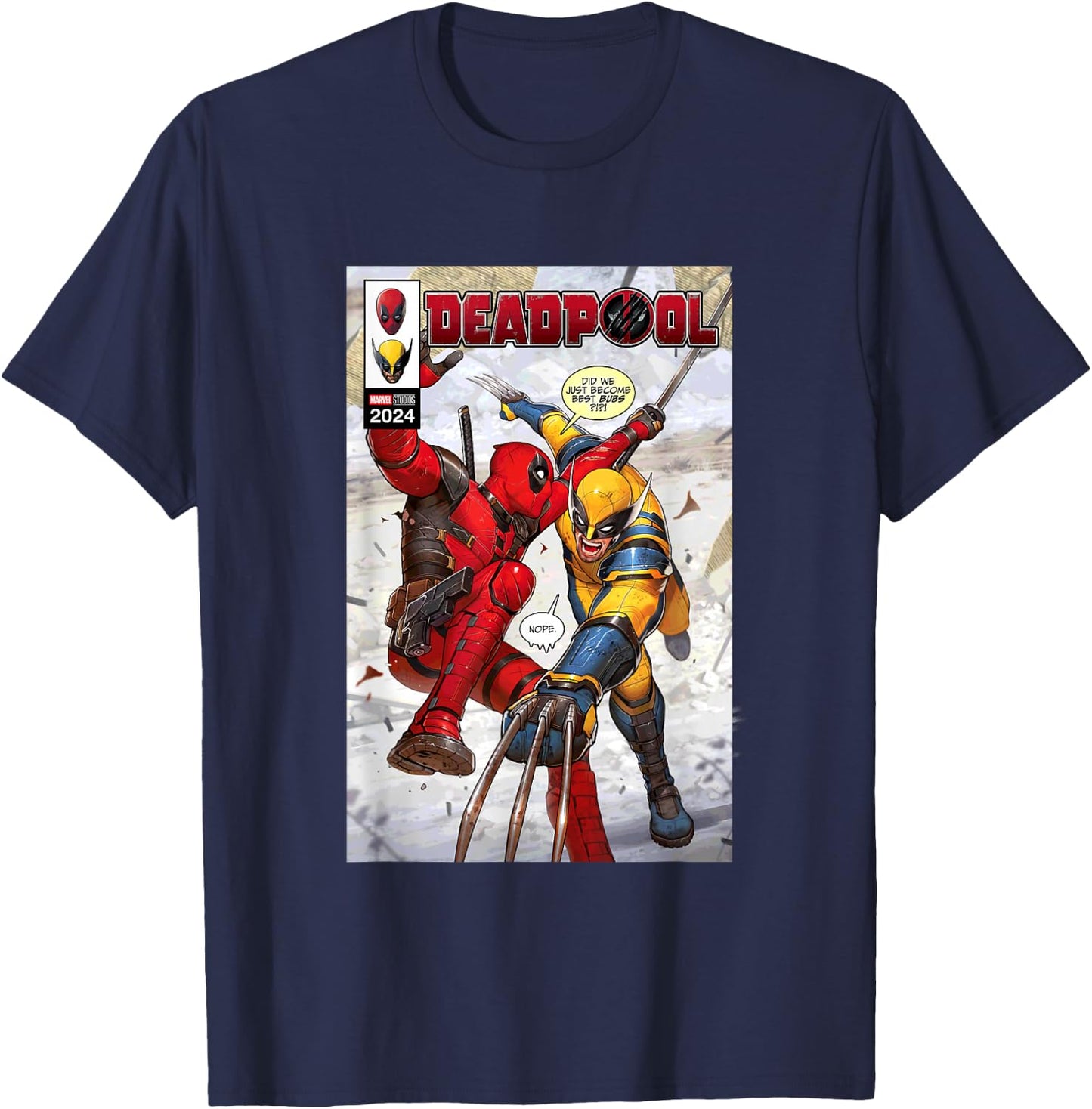 Marvel Studios Deadpool & Wolverine Comic Cover Best Bubs T-Shirt - T-Shirt | Navy