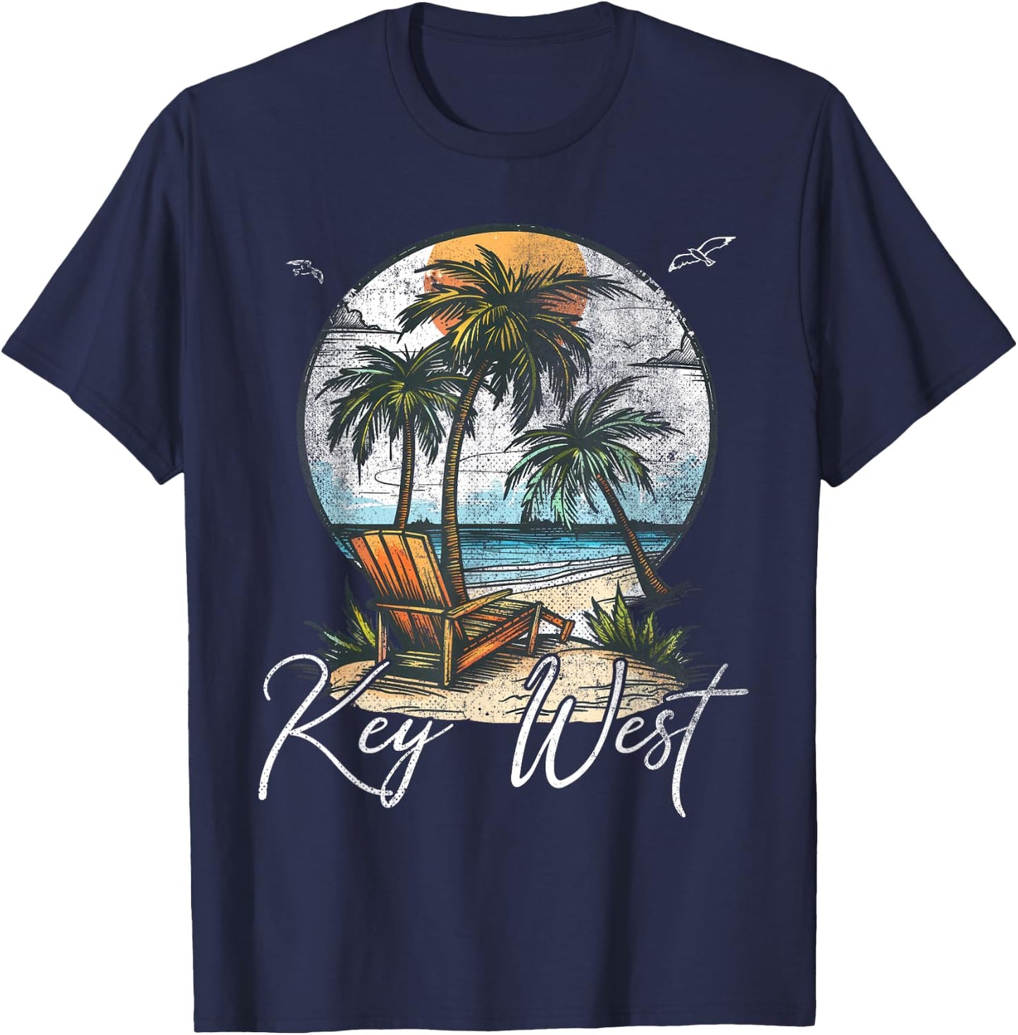 Key West Florida FL | Palm Trees T-Shirt - T-Shirt | Navy