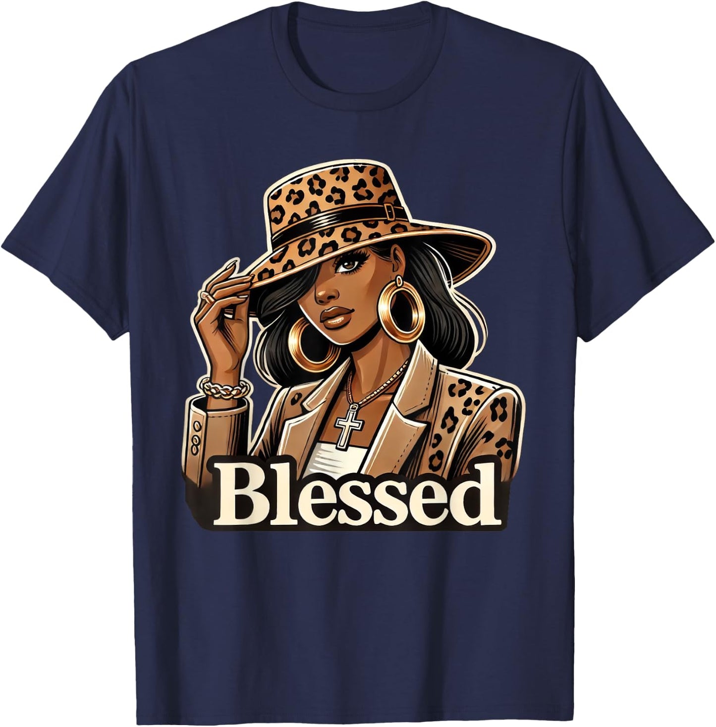 Blessed Black Cowgirl Western Swag African Christian Woman T-Shirt - T-Shirt | Navy
