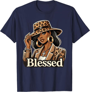 Blessed Black Cowgirl Western Swag African Christian Woman T-Shirt - T-Shirt | Navy