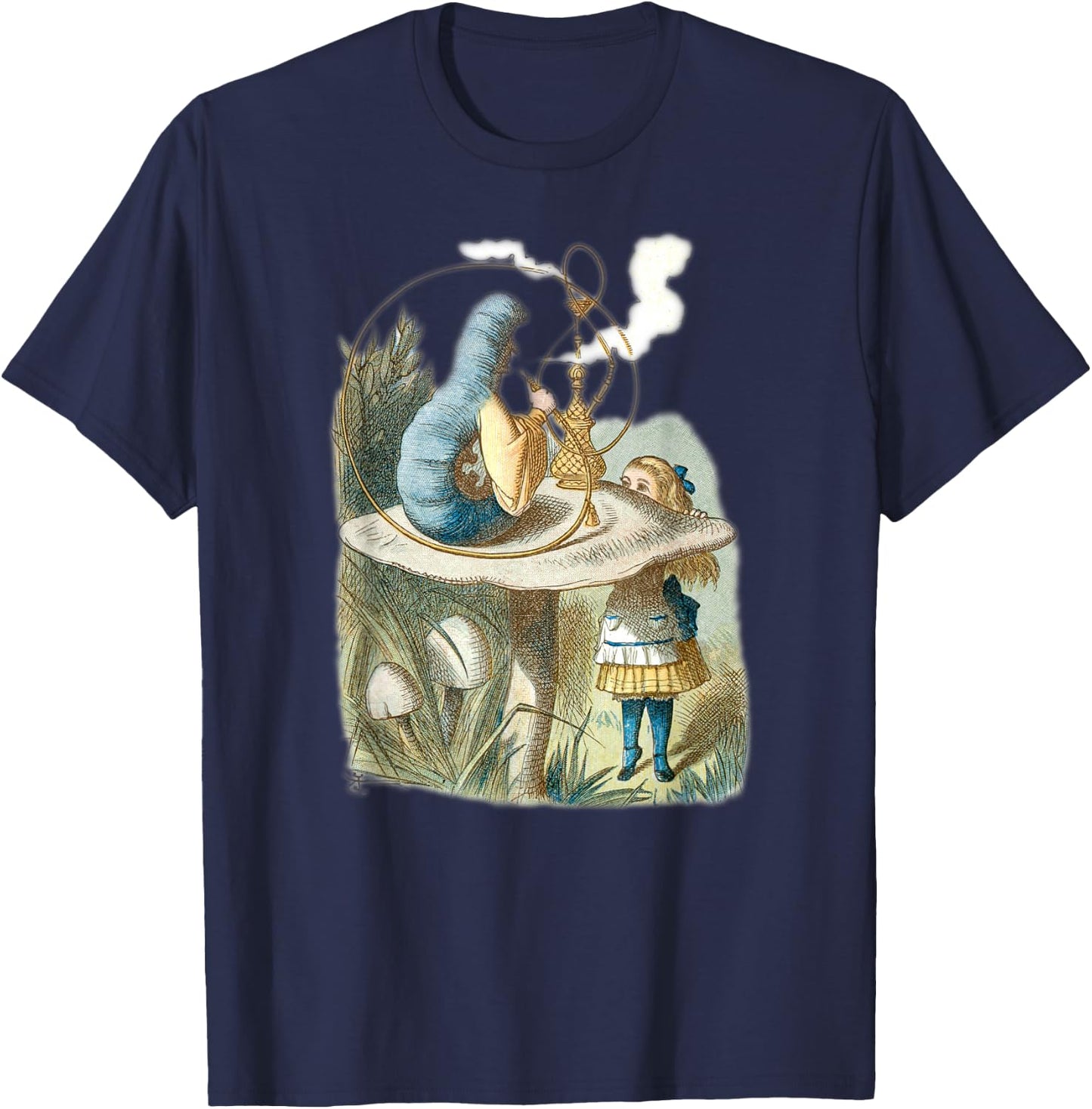 Smoking Blue Caterpillar - Alice in Wonderland T-Shirt - T-Shirt | Navy
