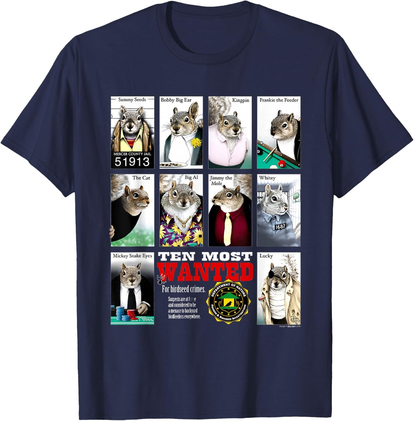 Most Wanted Squirrels T-Shirt - T-Shirt | Navy