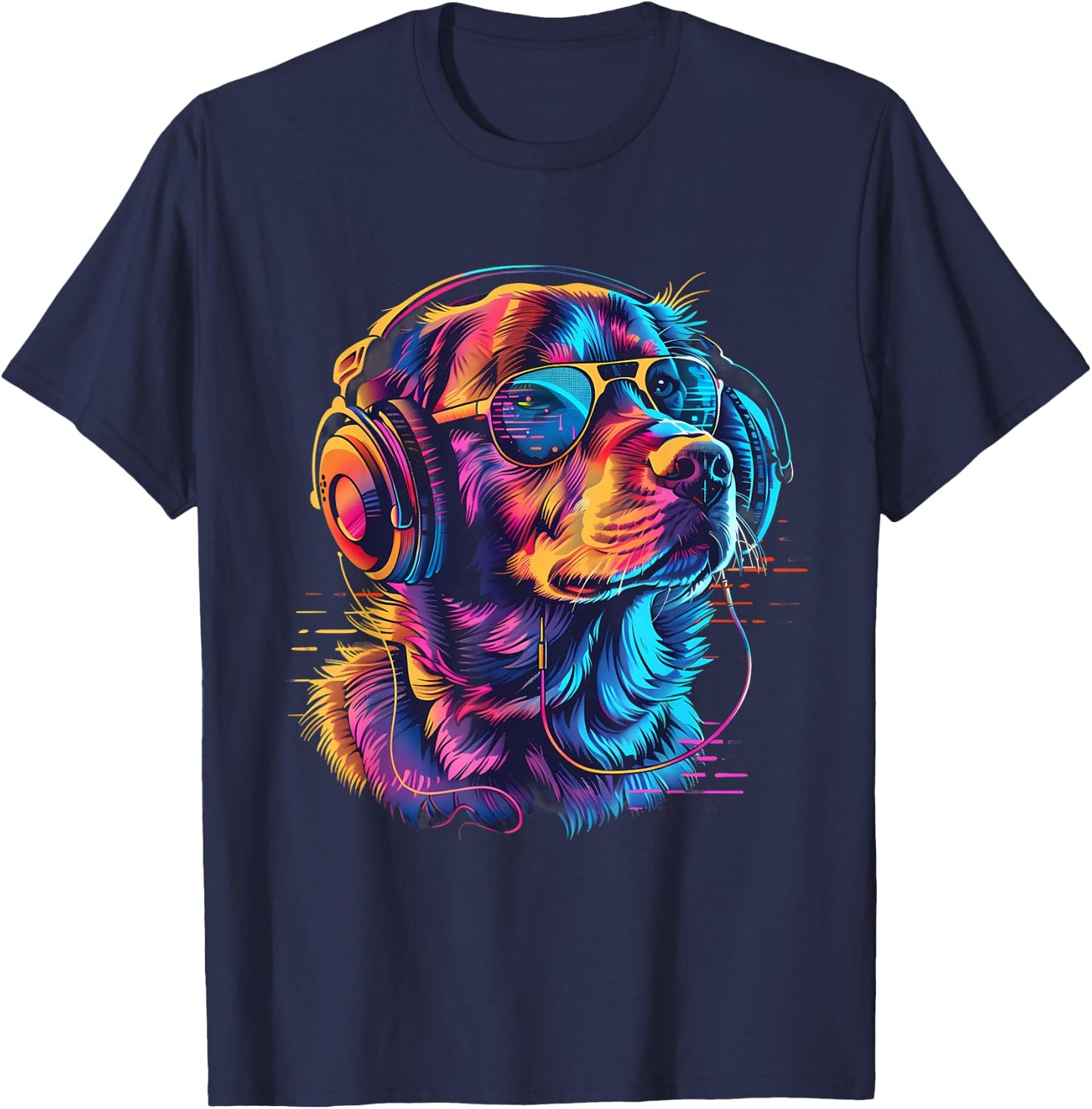 Dog DJ House Music Techno Music Headphones Beatmaker EDM T-Shirt - T-Shirt | Navy