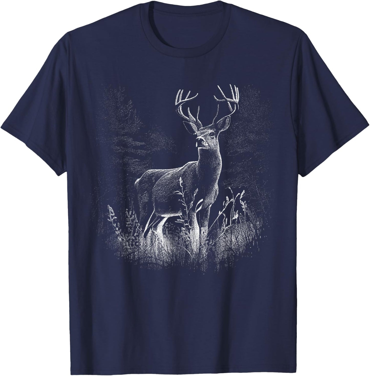 Deer in the forest nature animals deer lovers T-Shirt - T-Shirt | Navy
