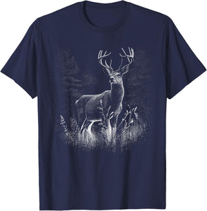 Deer in the forest nature animals deer lovers T-Shirt - T-Shirt | Navy