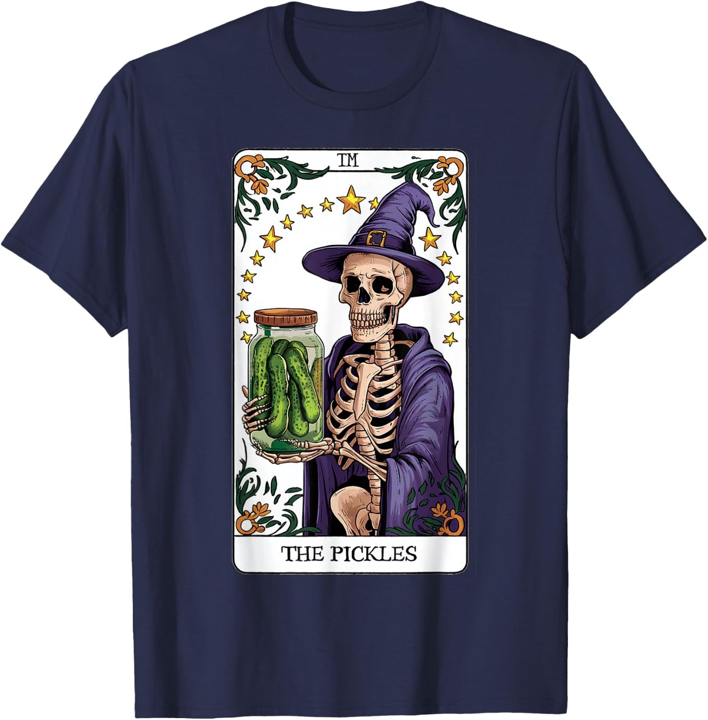 Wizard Pickles Tarot Card Skeleton Canning Season Gardener T-Shirt - T-Shirt | Navy