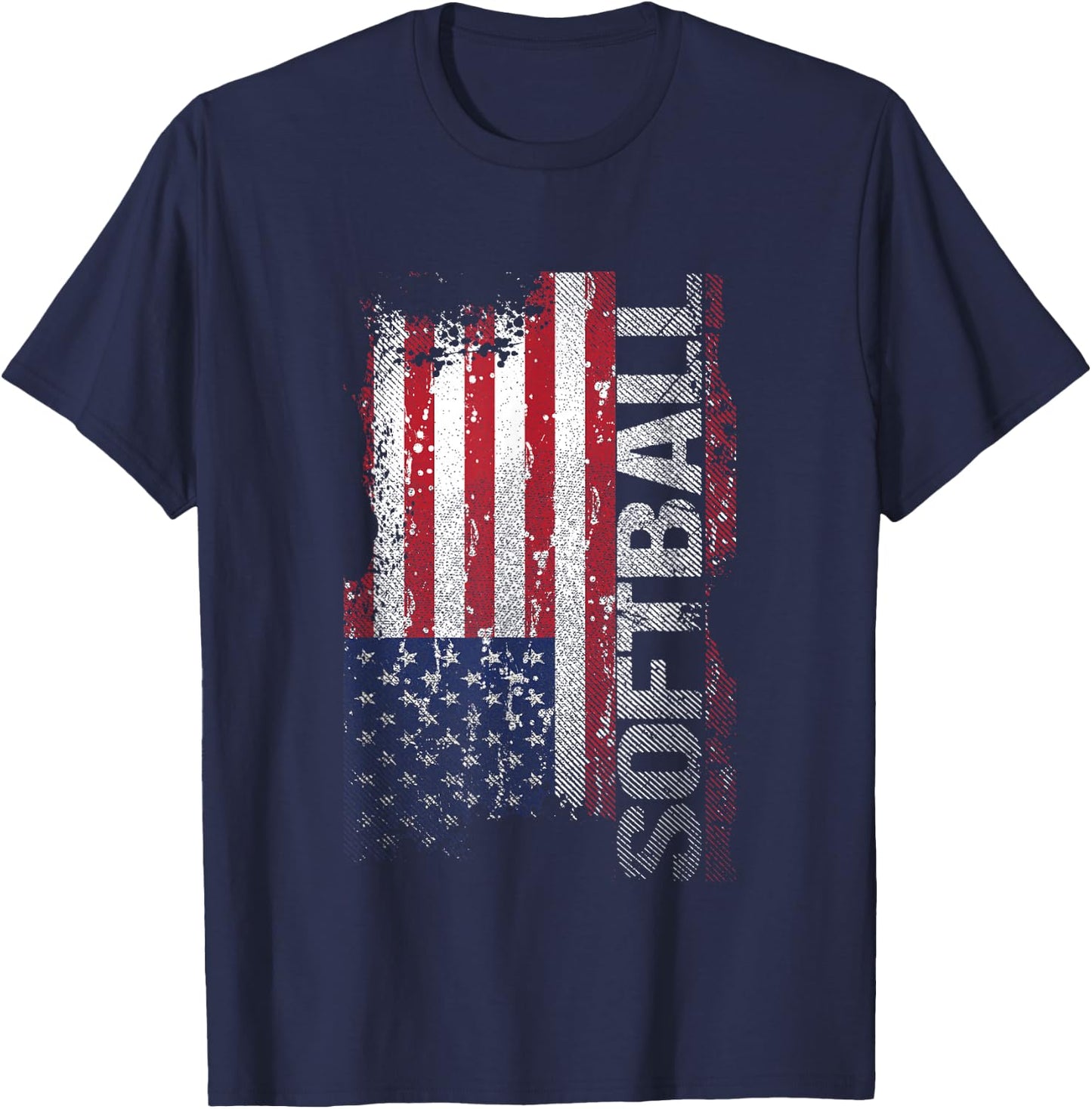 USA Flag Softball Player Gift T-Shirt - T-Shirt | Navy
