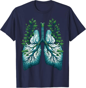 Lungs Tree Nature Art Green Leaves Women T-Shirt - T-Shirt | Navy