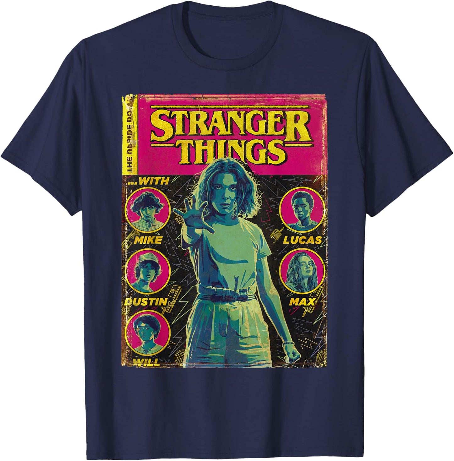 Netflix Stranger Things Group Shot Comic Cover T-Shirt - T-Shirt | Navy
