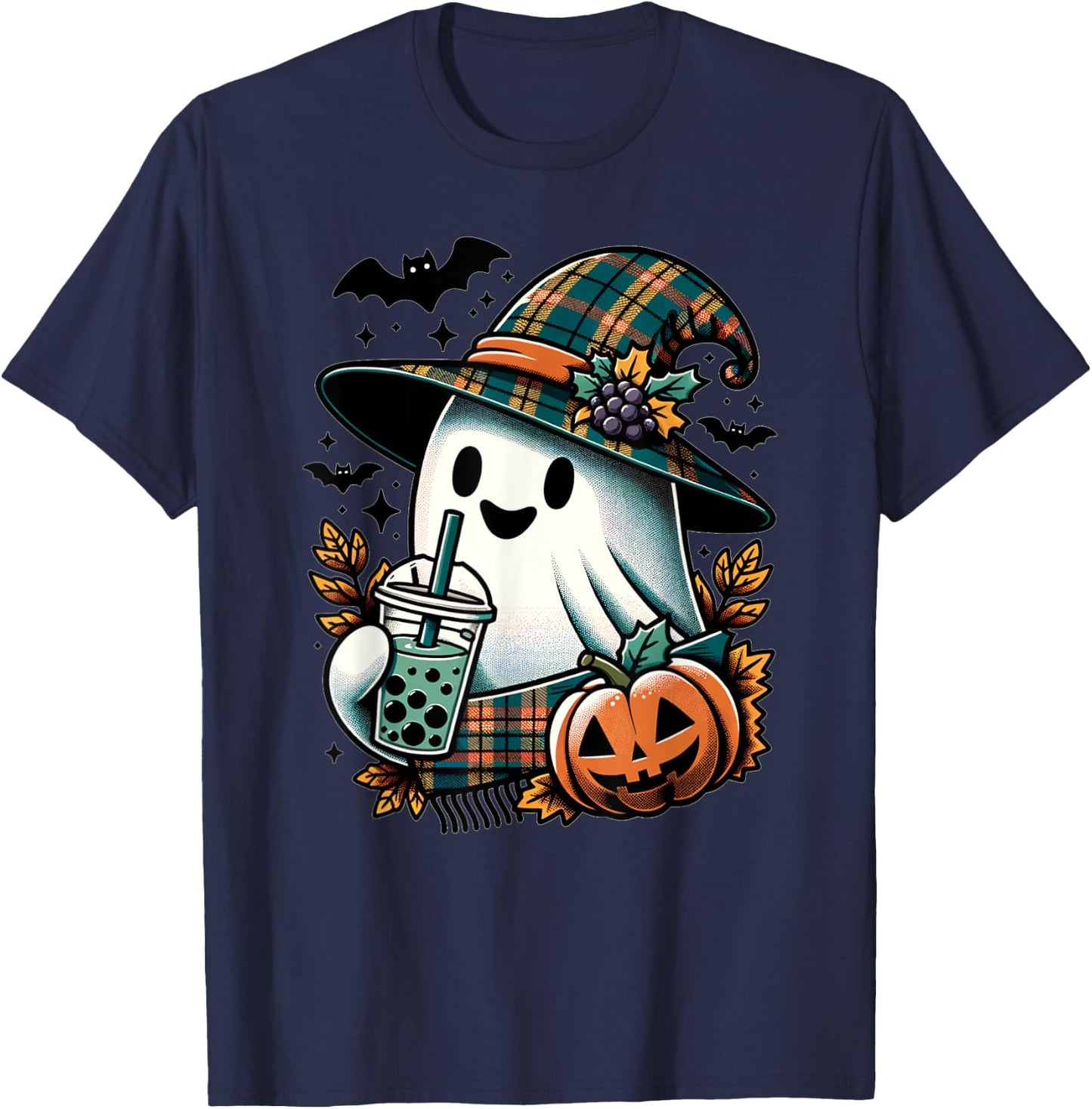 Funny Halloween Retro Ghost Spooky Season T-Shirt - T-Shirt | Navy