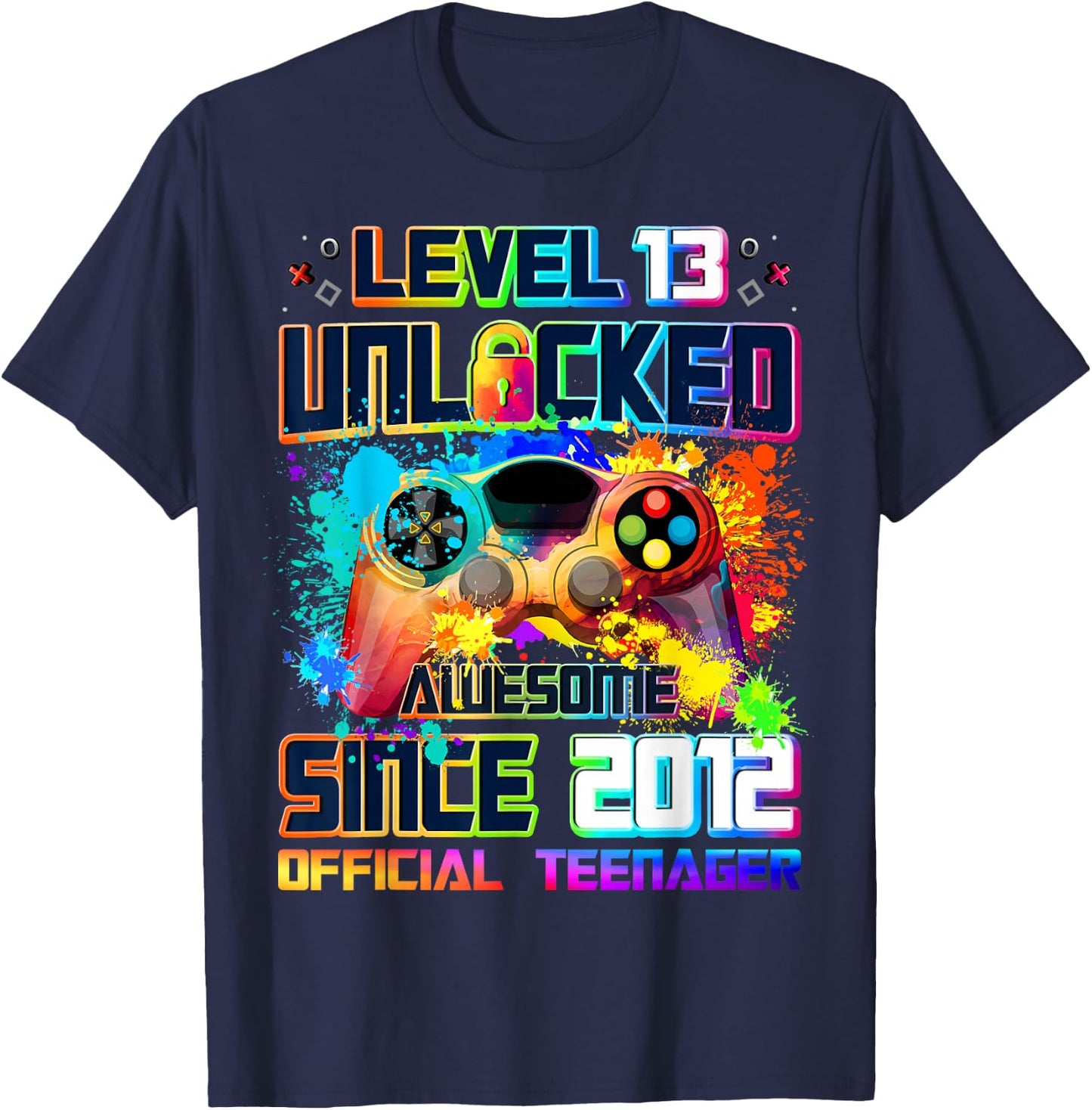 Level 13 Unlocked Awesome Since 2012 13th Birthday Gaming T-Shirt - T-Shirt | Navy
