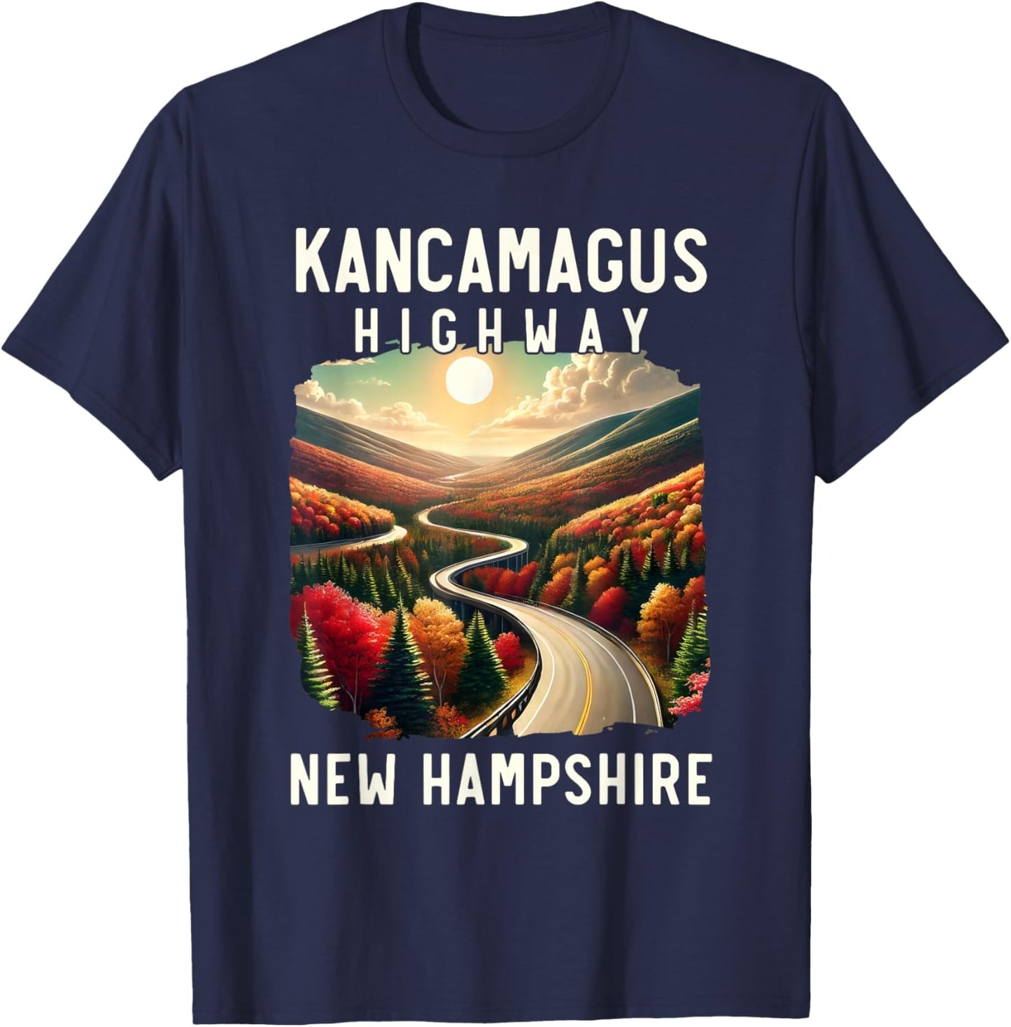 Kancamagus Highway, Scenic Fall Foliage, Retro Vintage Gifts T-Shirt - T-Shirt | Navy