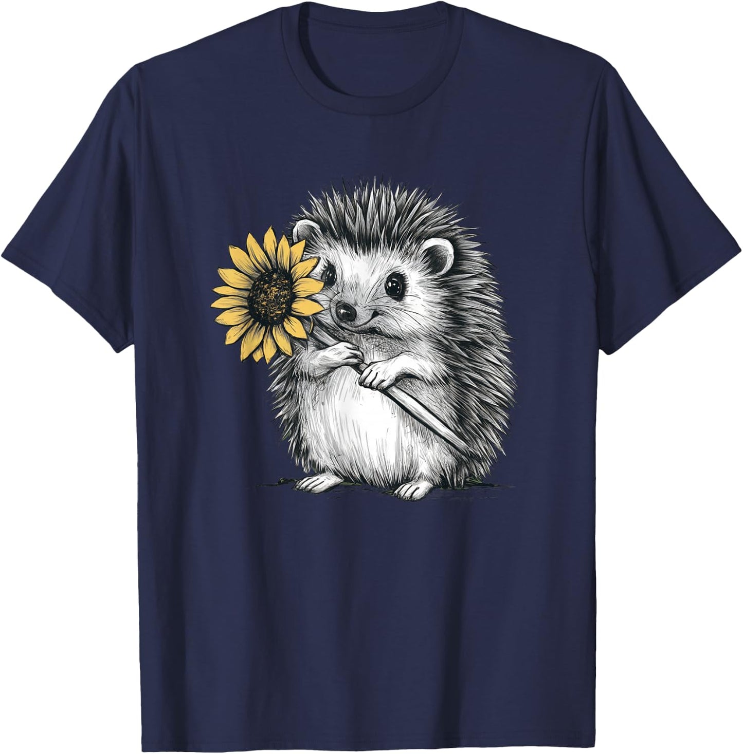 Cute hedgehog with sunflower T-Shirt - T-Shirt | Navy