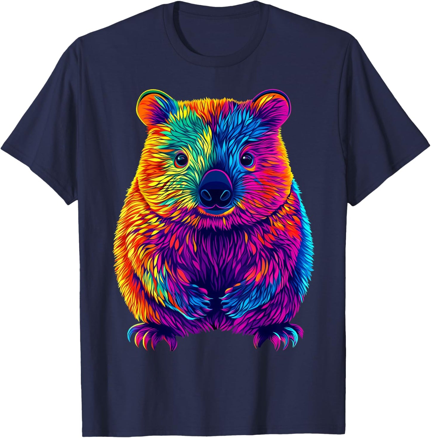 Colorful Wombat Lover Cute Australian Animals Black T-Shirt - T-Shirt | Navy
