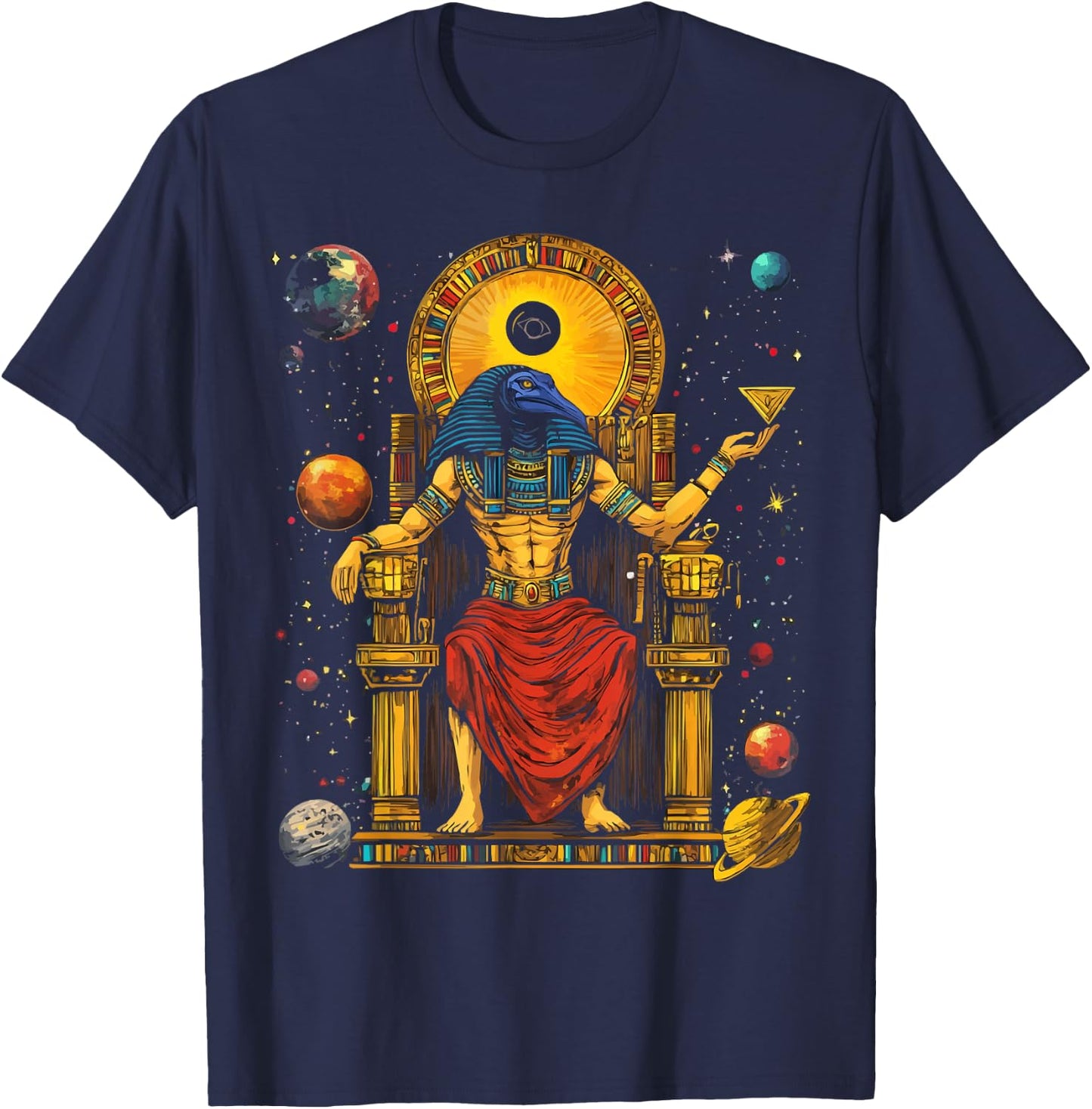 Thoth Egyptian God Egyptian Mythology Pyramid Ancient Egypt T-Shirt - T-Shirt | Navy