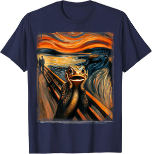 Expressionist Scream Shirt for Newt Lovers | Artistic Newt T-Shirt - T-Shirt | Navy