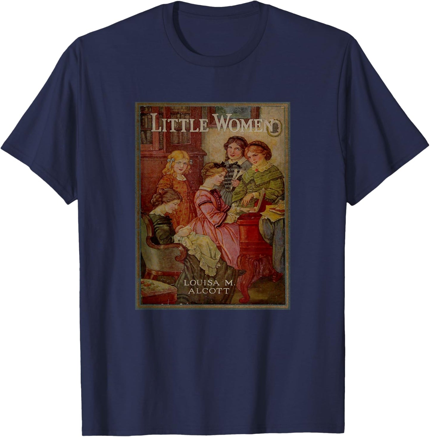 Louisa May Alcott Coming of Age Novel Little Women Book Cover , Small, Black T-Shirt - T-Shirt | Navy