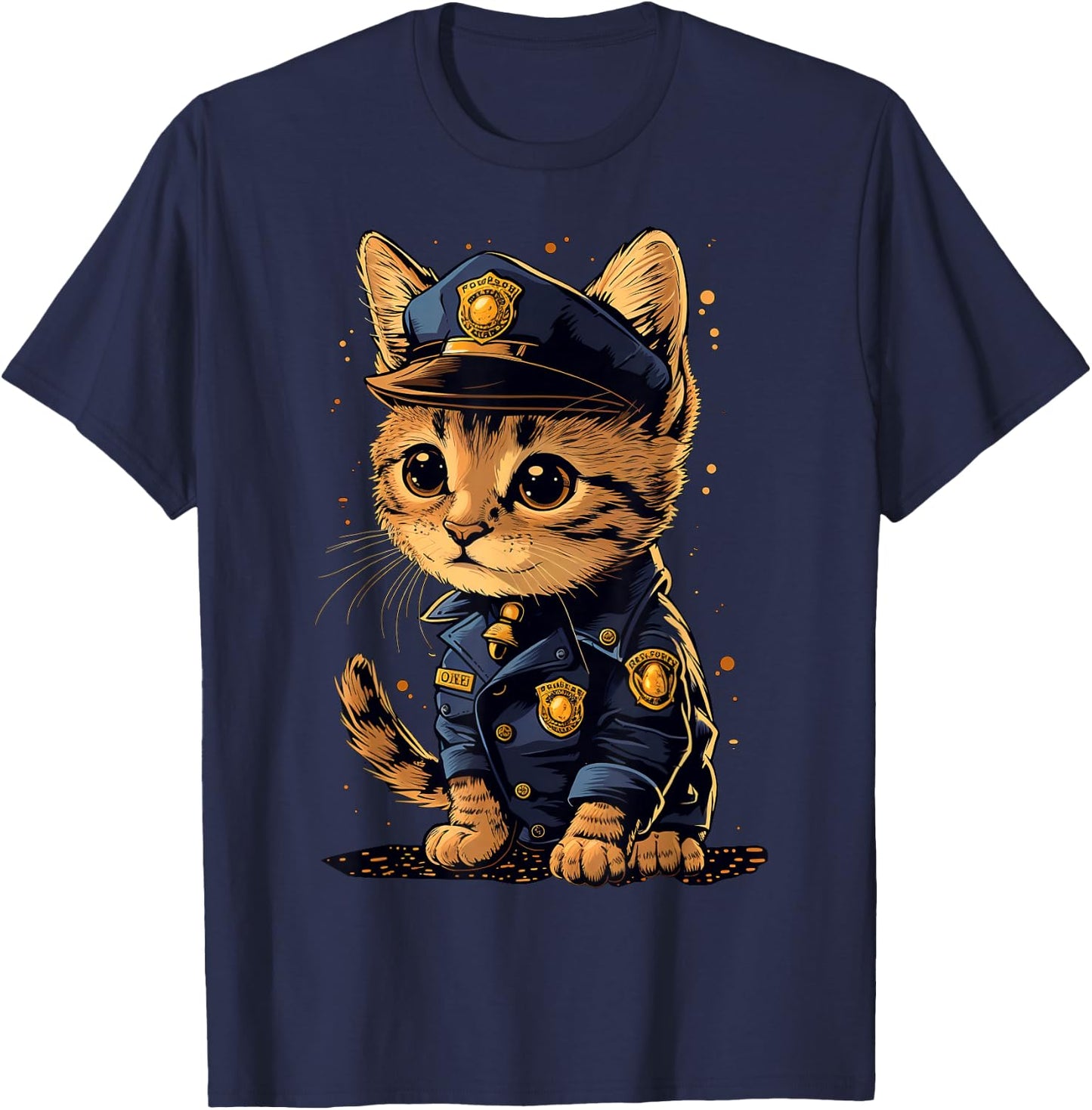 Cute working Cat Police Officer Men Women T-Shirt - T-Shirt | Navy