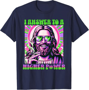 Weed Smoking Dope Jesus - Funny Happy 420 T-Shirt - T-Shirt | Navy
