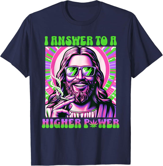 Weed Smoking Dope Jesus - Funny Happy 420 T-Shirt - T-Shirt | Navy