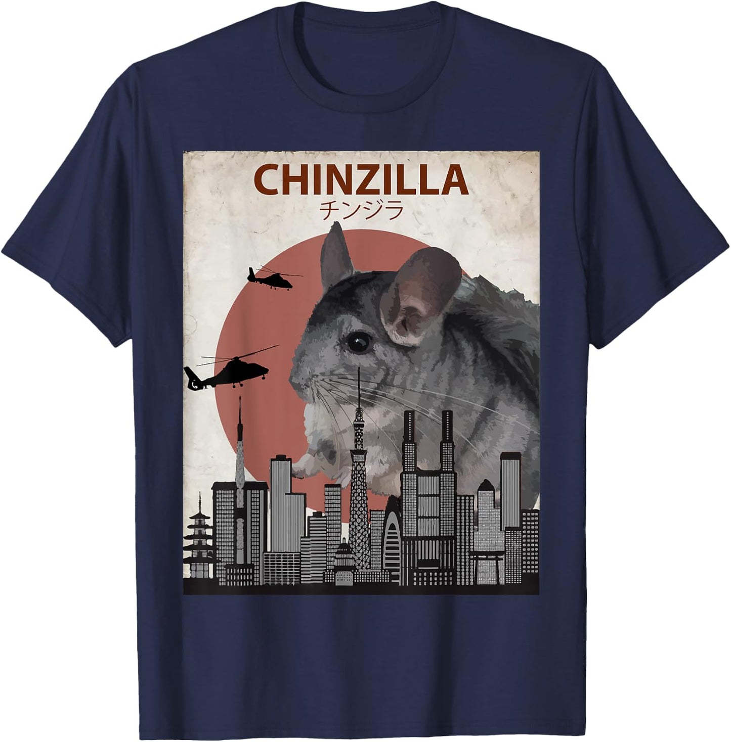Chinzilla Funny Chinchilla | Chinchilla Lovers Gift T-Shirt - T-Shirt | Navy