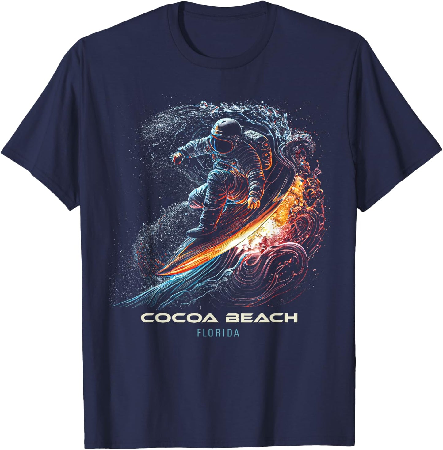 Cocoa Beach Florida Surfing Surfboard T-Shirt - T-Shirt | Navy