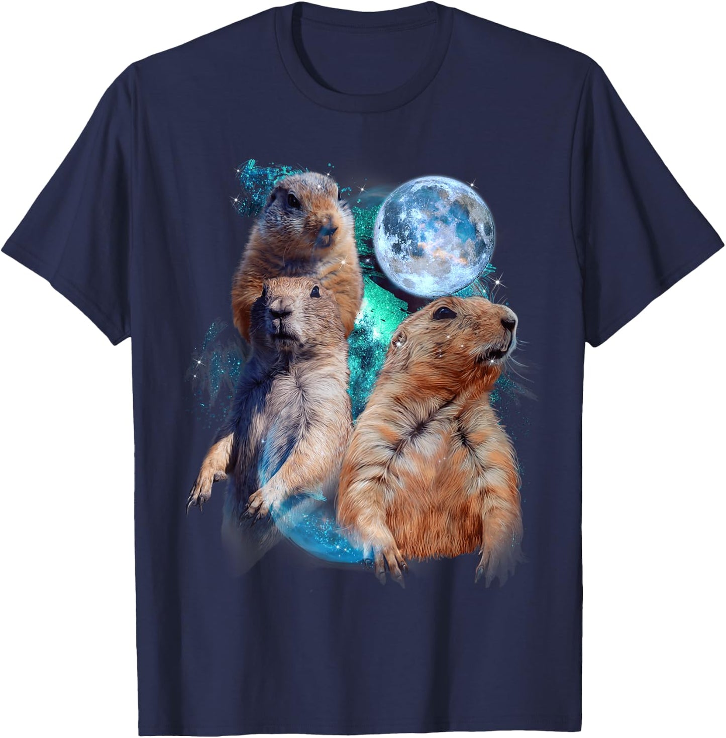 3 Moon Prairie Dog Art Rodent Squirrel Puppy Lovers Novelty T-Shirt - T-Shirt | Navy