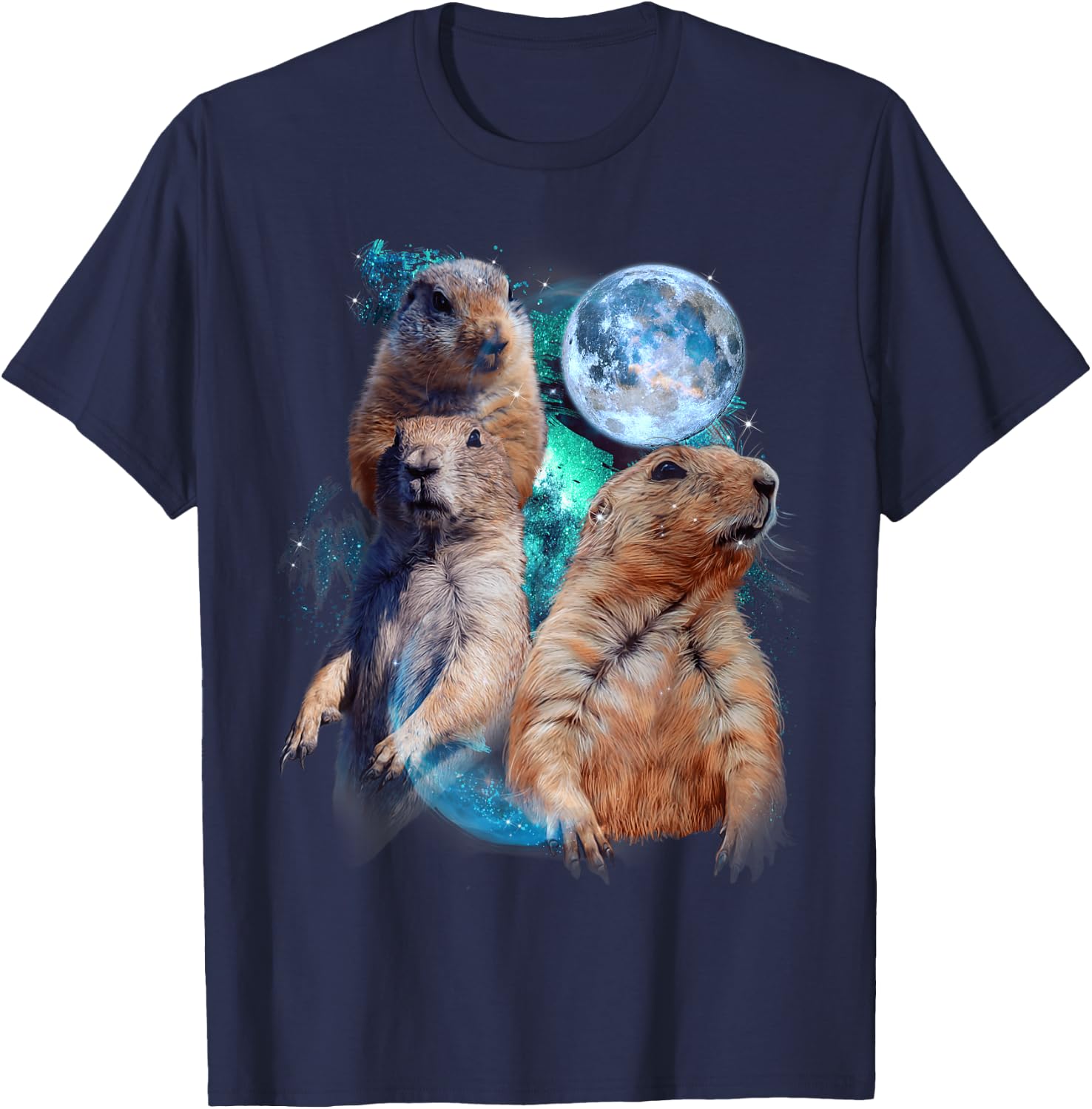 3 Moon Prairie Dog Art Rodent Squirrel Puppy Lovers Novelty T-Shirt - T-Shirt | Navy